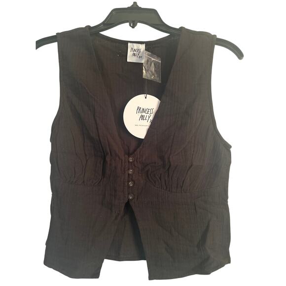 Princess Polly Tops - NWT Princess Polly Women's Black Summer Top Sleeveless Buttons Size 6